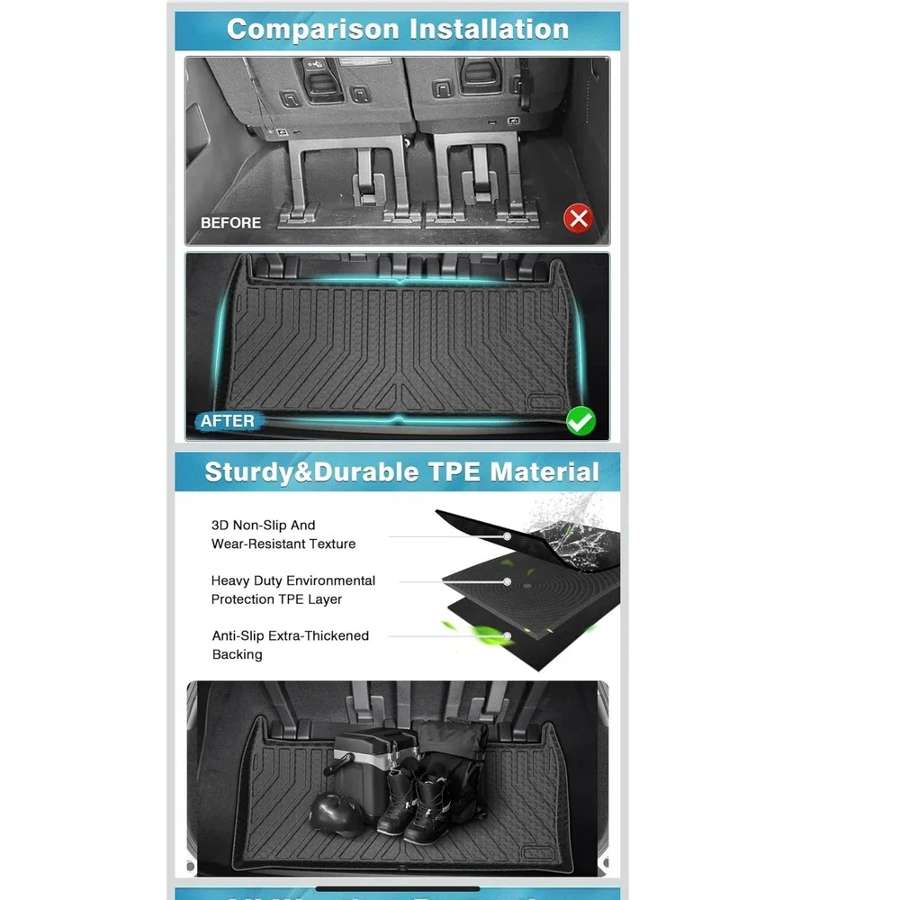 Rear Trunk Cargo Liner for Kia Carnival 2022-2025 3D All Weather Floor Mat